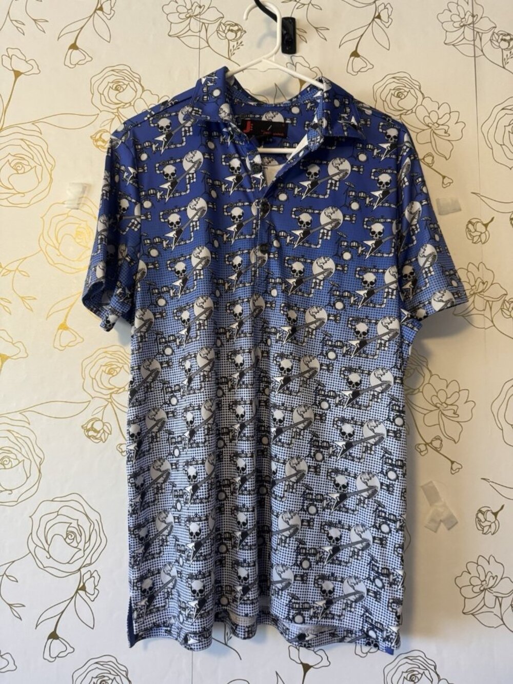 Jamie Sadock Men's Polo Size Medium Golf Skulls Guitar Festival Music Rock
